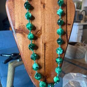 Vintage Signed Dalsheim Green Marbled Necklace